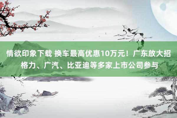 情欲印象下载 换车最高优惠10万元！广东放大招 格力、广汽、比亚迪等多家上市公司参与