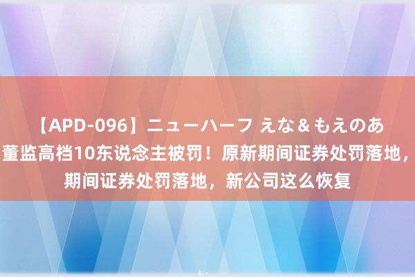 【APD-096】ニューハーフ えな＆もえのあぶない課外授業 董监高档10东说念主被罚！原新期间证券处罚落地，新公司这么恢复