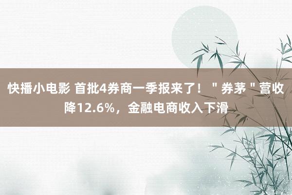 快播小电影 首批4券商一季报来了！＂券茅＂营收降12.6%，金融电商收入下滑