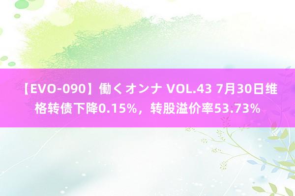 【EVO-090】働くオンナ VOL.43 7月30日维格转债下降0.15%，转股溢价率53.73%