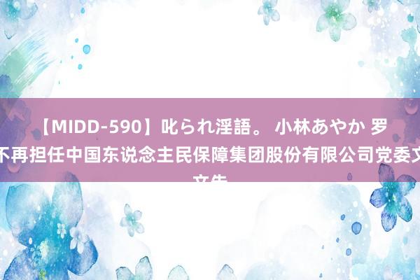 【MIDD-590】叱られ淫語。 小林あやか 罗熹不再担任中国东说念主民保障集团股份有限公司党委文告