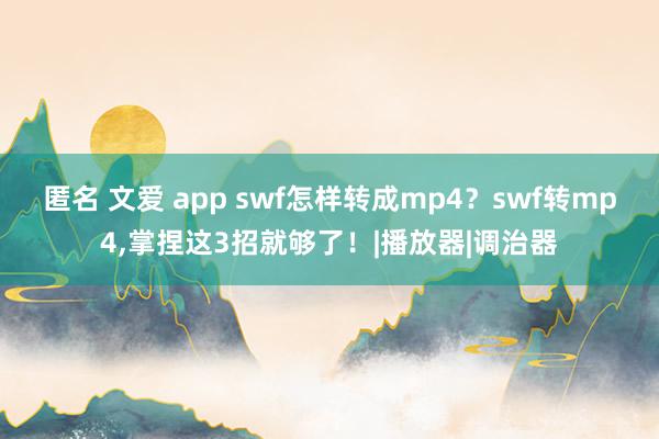 匿名 文爱 app swf怎样转成mp4？swf转mp4，掌捏这3招就够了！|播放器|调治器