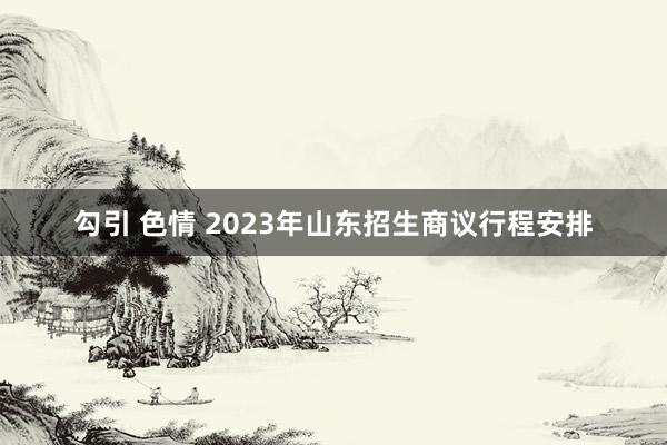 勾引 色情 2023年山东招生商议行程安排